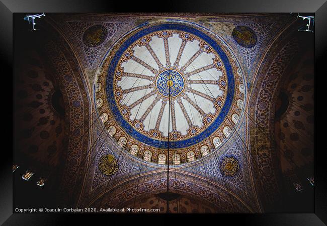  Detail of the decorations of the interior of the Blue Mosque, in Istanbul Framed Print by Joaquin Corbalan
