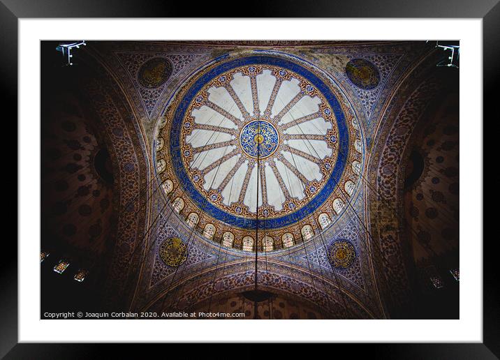  Detail of the decorations of the interior of the Blue Mosque, in Istanbul Framed Mounted Print by Joaquin Corbalan