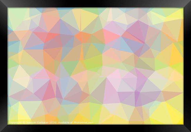 Gradient background with mosaic shape of triangular and square cells of various colors ideal for modern technology backgrounds. Framed Print by Joaquin Corbalan