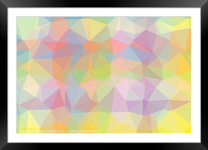 Gradient background with mosaic shape of triangular and square cells of various colors ideal for modern technology backgrounds. Framed Mounted Print by Joaquin Corbalan