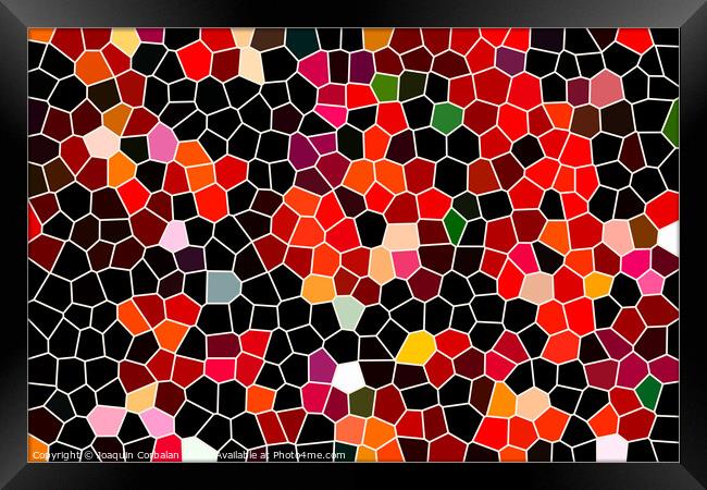 Geometric pattern of dark colors as a mosaic of large tiles of a minimalist design background in red tones, abstract colored texture shape. Framed Print by Joaquin Corbalan