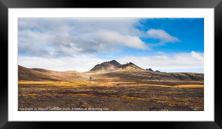 High Icelandic or Scottish mountain landscape with high peaks and dramatic colors Framed Mounted Print by Joaquin Corbalan