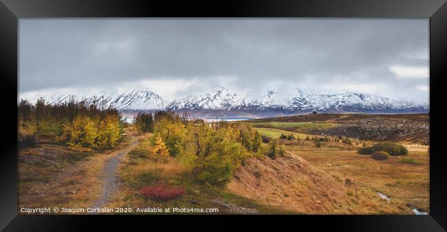 High Icelandic or Scottish mountain landscape with high peaks and dramatic colors Framed Print by Joaquin Corbalan