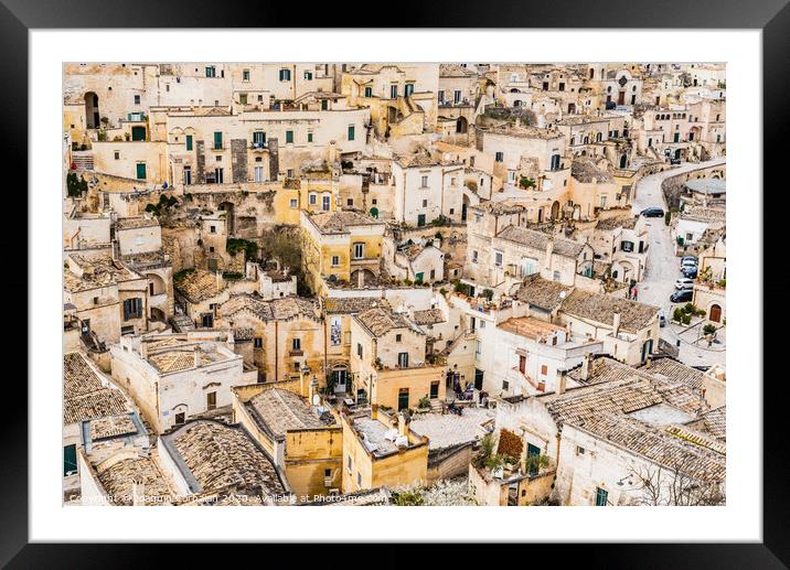 Panoramas of the ancient medieval city of Matera, in Italy. Framed Mounted Print by Joaquin Corbalan