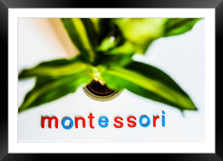 Montessori word written with colorful letters on white background. Framed Mounted Print by Joaquin Corbalan