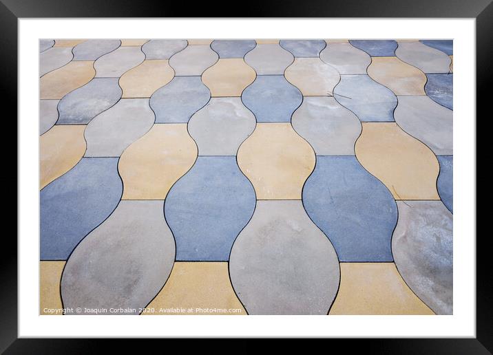 Urban background, floor with tiles of rounded shapes and earth colors. Framed Mounted Print by Joaquin Corbalan