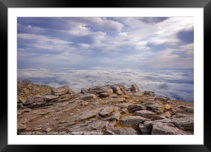 Peñalara mountain peak in Madrid, a cold day of clouds. Framed Mounted Print by Joaquin Corbalan