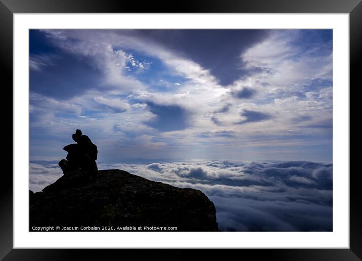 Peñalara mountain peak in Madrid, a cold day of clouds. Framed Mounted Print by Joaquin Corbalan
