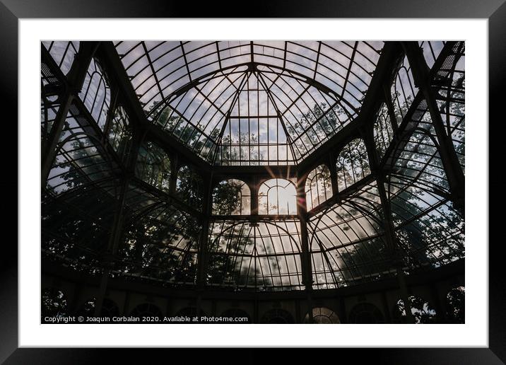 Interior of the Crystal Palace in Madrid, a must for tourists. Framed Mounted Print by Joaquin Corbalan