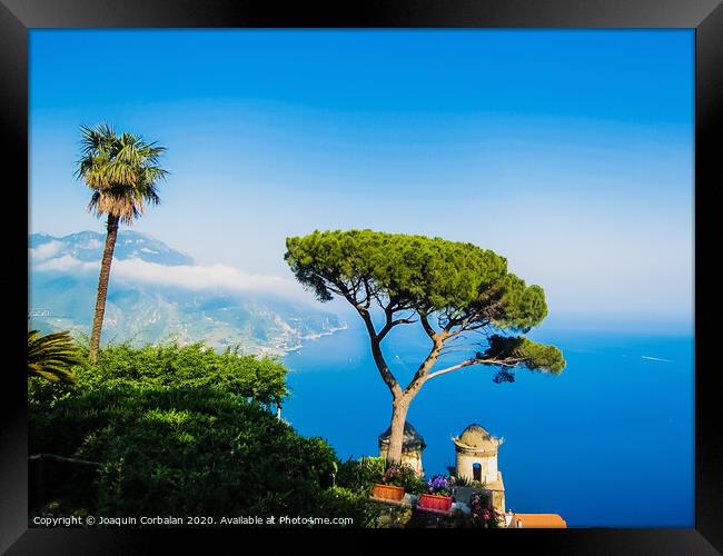 View of the coast of Naples from the top of the cliffs. Framed Print by Joaquin Corbalan