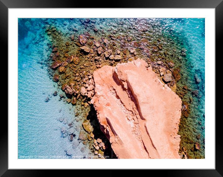 Transparent water Mediterranean coast with rocky bed, aerial view. Framed Mounted Print by Joaquin Corbalan
