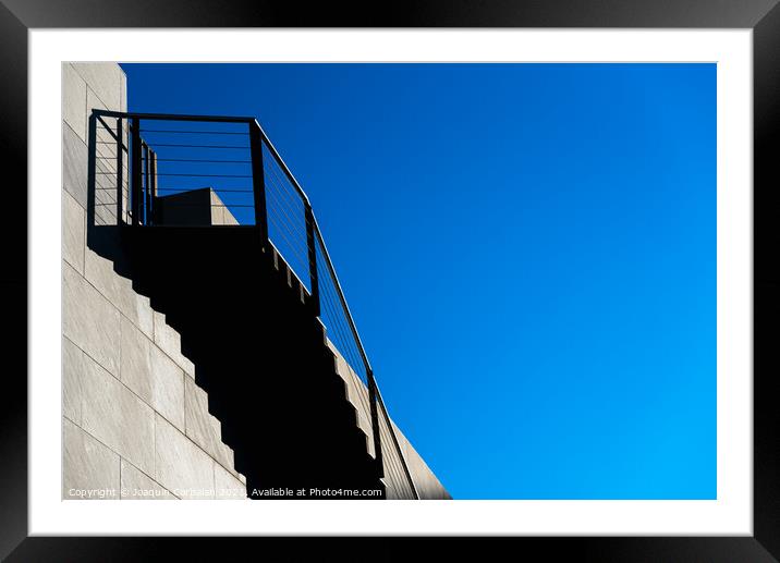 A stone  staircase of modern design, with lots of copy space on  Framed Mounted Print by Joaquin Corbalan