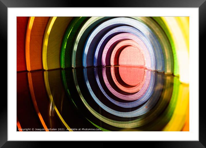 Rainbow colored wooden rainbow montessori blocks set for organiz Framed Mounted Print by Joaquin Corbalan