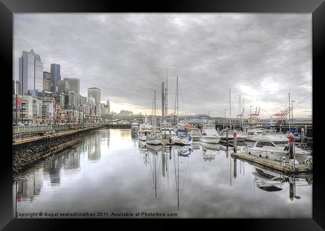 Seattle water front Framed Print by Gopal seshadrinathan