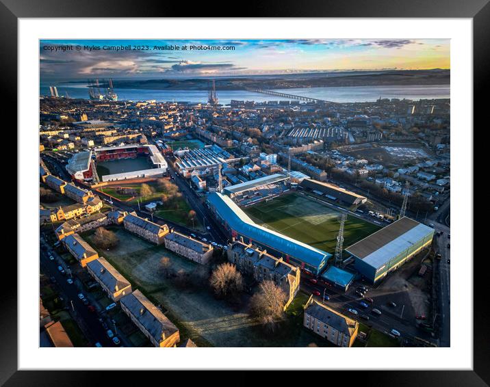 Dens Park and Tannadice Park stadiums, Dundee Framed Mounted Print by Myles Campbell
