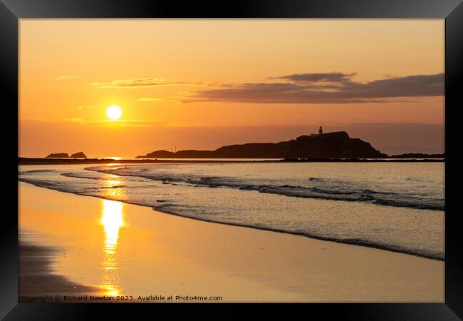 Sunset over Fidra Island North Berwick Framed Print by Richard Newton
