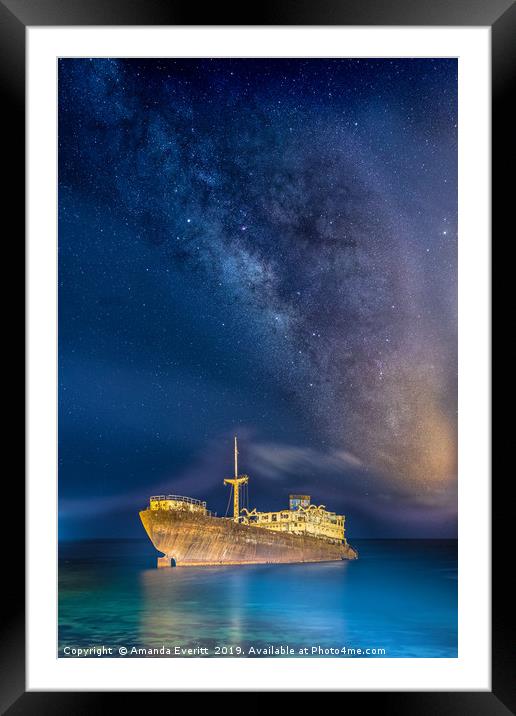 Shipwreck Milky Way Framed Mounted Print by Amanda Everitt