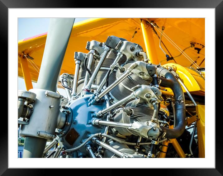 Stearman Aircraft Engine Framed Mounted Print by Mike C.S.