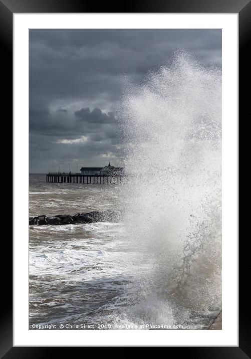 Storm by Southwold pier Framed Mounted Print by Chris Sirett