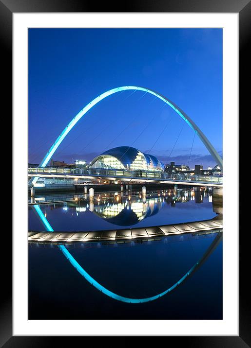 Millenium bridge and Sage at dusk Framed Mounted Print by Simon Marshall