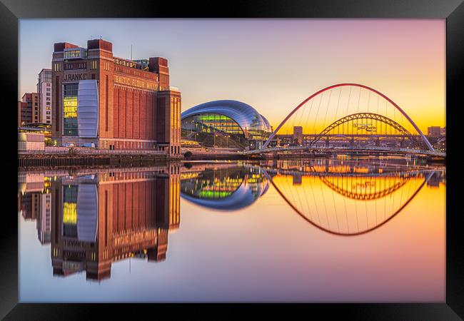 River Tyne Bridges Reflection Framed Print by Kevin Sloan