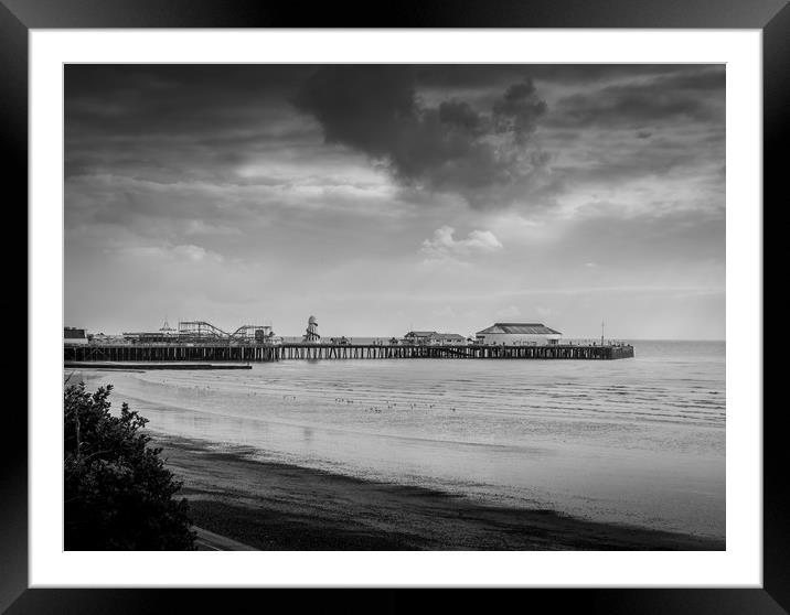 Storm Clouds above Clacton Pier Framed Mounted Print by louise stanley