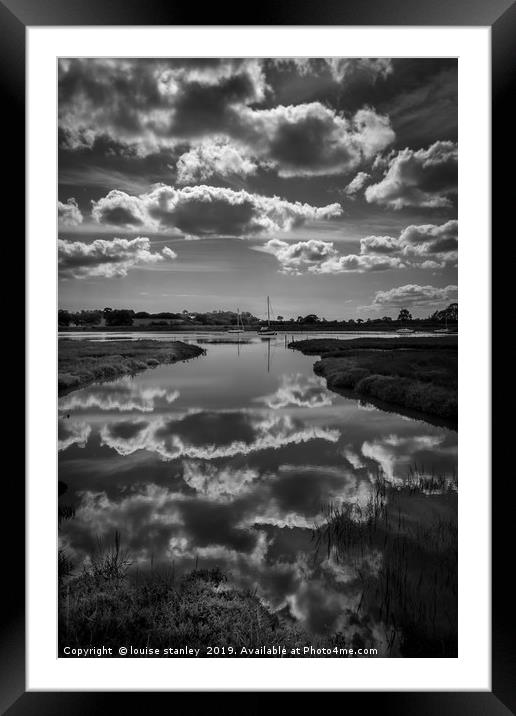 Reflected clouds Framed Mounted Print by louise stanley