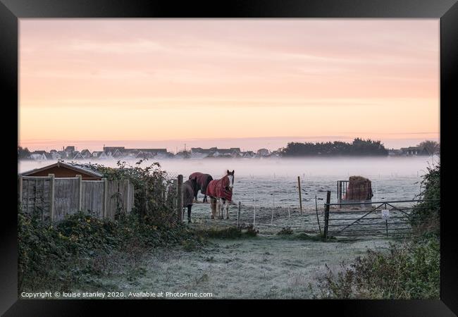 Waiting on a frosty morning Framed Print by louise stanley