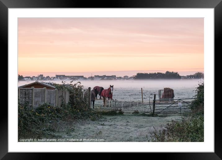 Waiting on a frosty morning Framed Mounted Print by louise stanley