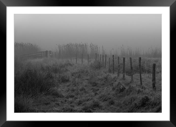 Frosty morning at Howlands Marsh Nature Reserve Essex Framed Mounted Print by louise stanley