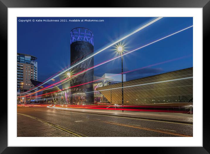 Lowry Theatre Light  Trails Framed Mounted Print by Katie McGuinness