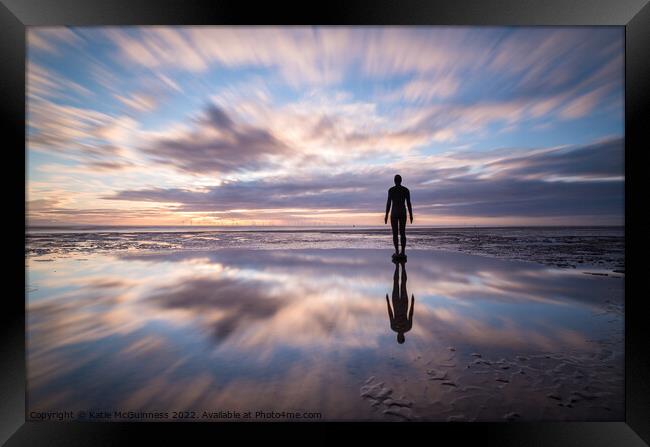 Sunset at Anthony Gormley's Another Place in Crosb Framed Print by Katie McGuinness