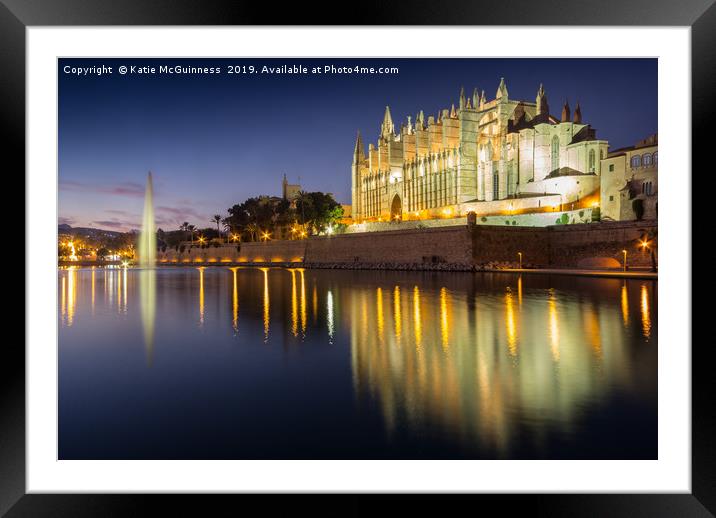 La Seu Cathedral, Palma at dusk Framed Mounted Print by Katie McGuinness