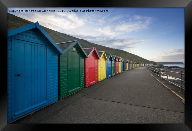 Colourful Beach Huts at Whitby Framed Print by Katie McGuinness