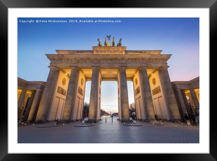 Brandenburg Gate, Berlin at dusk Framed Mounted Print by Katie McGuinness