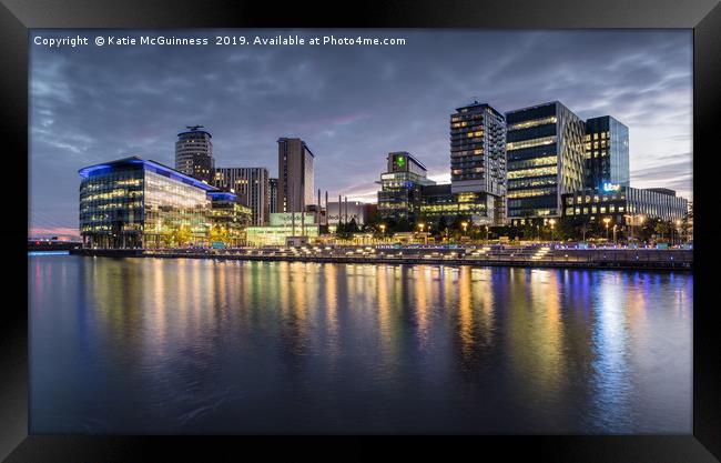 Media City Sunset Reflections Framed Print by Katie McGuinness