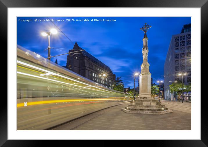 Metrolink tram light trails Framed Mounted Print by Katie McGuinness