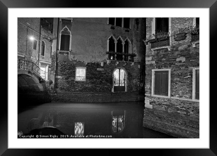 Canalside Reflections Framed Mounted Print by Simon Rigby