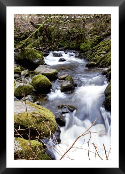 Cascading water - upper Aira Force, Ullswater Framed Mounted Print by Heather McGow