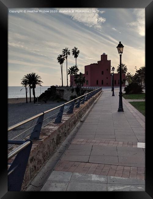 Benalmadena paseo at sunset Framed Print by Heather McGow
