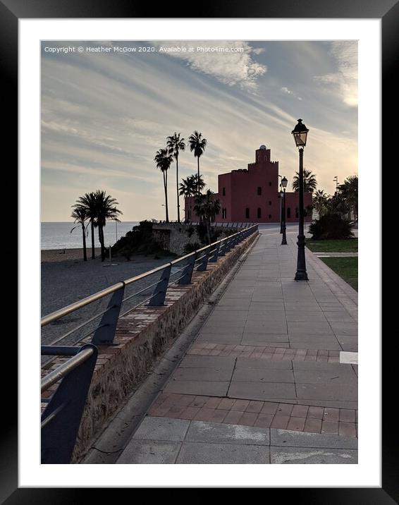 Benalmadena paseo at sunset Framed Mounted Print by Heather McGow