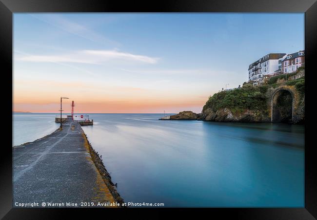 Looe pier and Harbour entrance Framed Print by Warren Wise