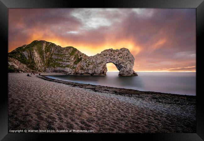 Durdle Door Sunset Framed Print by Warren Wise