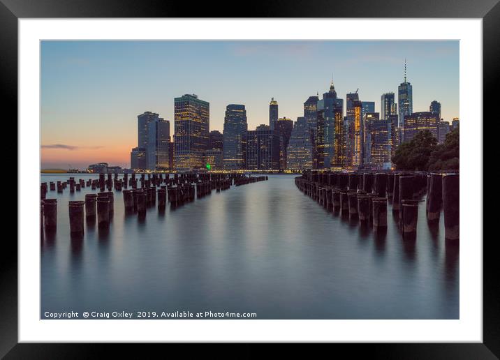 Lower Manhattan Skyline from Dumbo, Brooklyn Framed Mounted Print by Craig Oxley