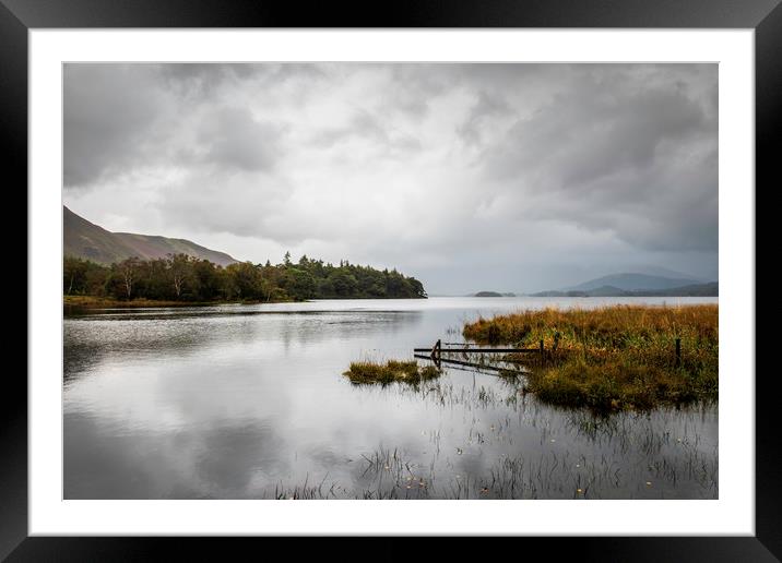 Derwentwater on a rainy day Framed Mounted Print by Robbie Spencer