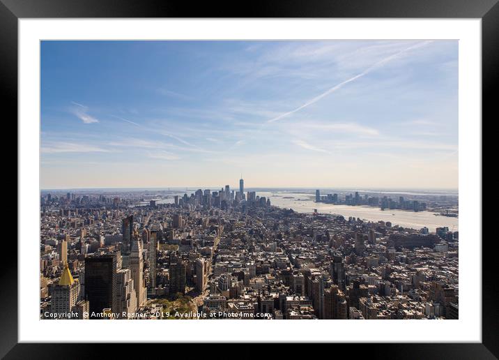 Downtown New York City Framed Mounted Print by Anthony Rosner