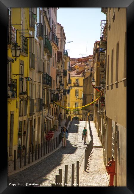 Hidden Streets of Lisbon Framed Print by Anthony Rosner