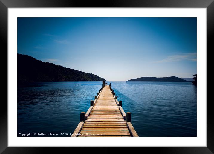 Pier at Ship Cove, South Island New Zealand  Framed Mounted Print by Anthony Rosner