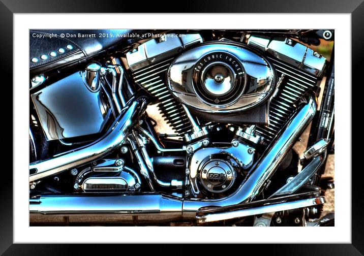 Harley Davidson Engine Framed Mounted Print by Don Barrett