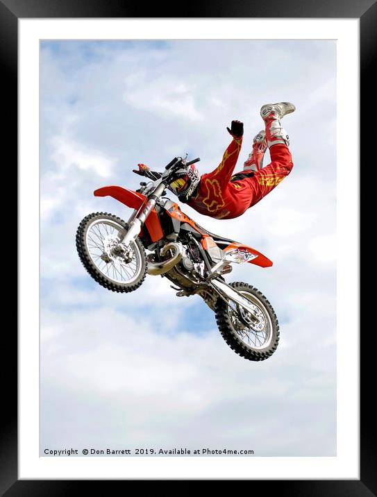 Motor Cycle Stunt Rider Framed Mounted Print by Don Barrett